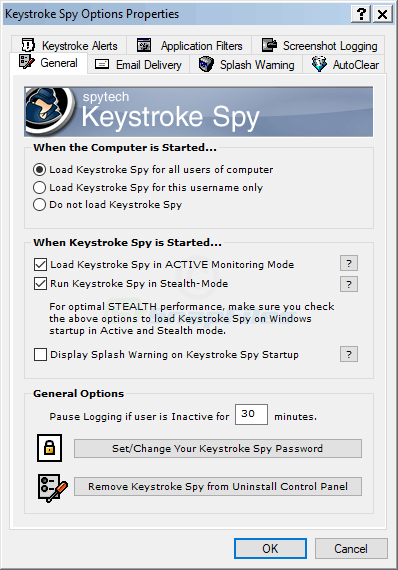 screenshot of Keystroke Spy