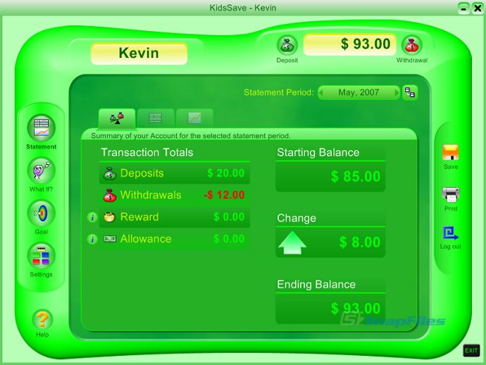screen capture of KidsSave