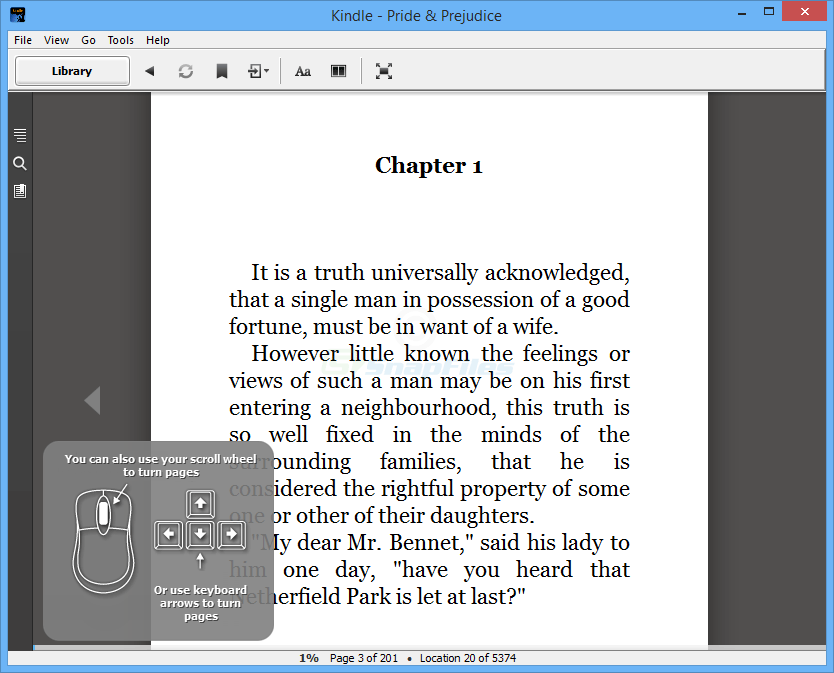 screenshot of Kindle for PC
