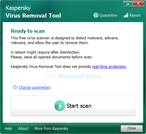 screenshot of Kaspersky Virus Removal Tool