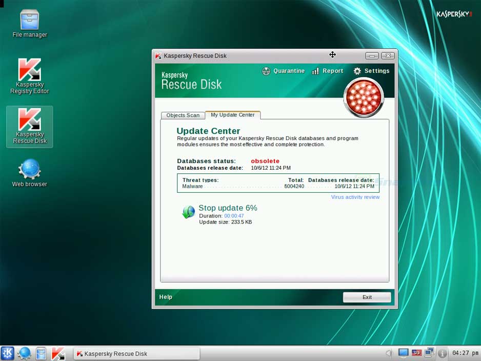 screenshot of Kaspersky Rescue Disk