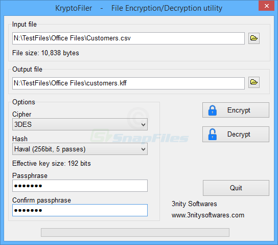 screen capture of KryptoFiler