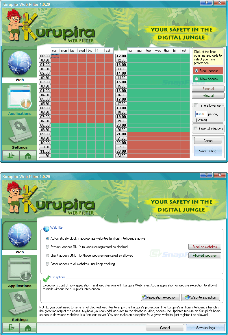 screenshot of Kurupira Web Filter