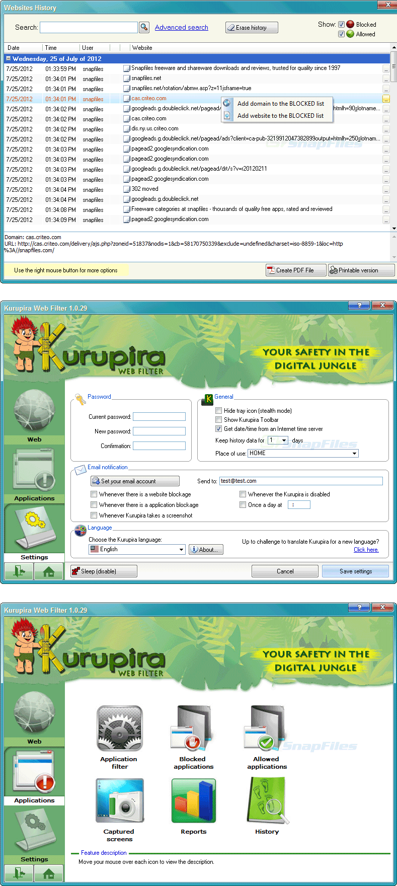 screenshot of Kurupira Web Filter