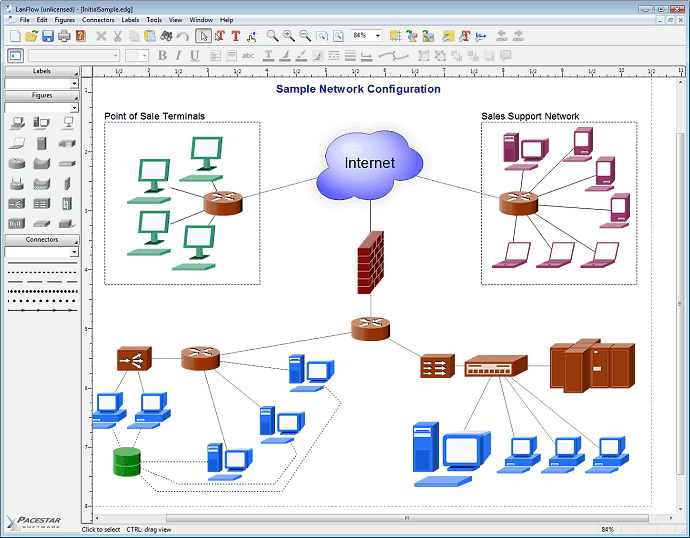 screen capture of LanFlow Net Diagrammer