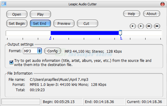 screen capture of Leapic Audio Cutter Free