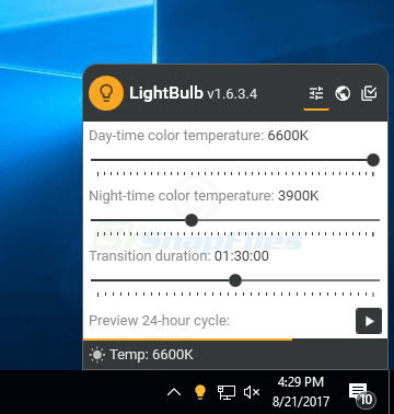 screen capture of LightBulb