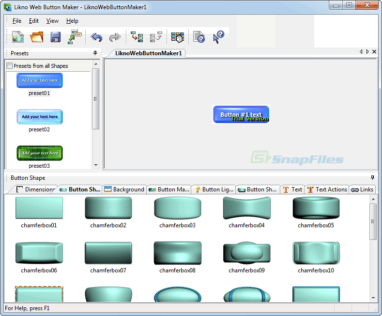 screen capture of Likno Web Button Maker