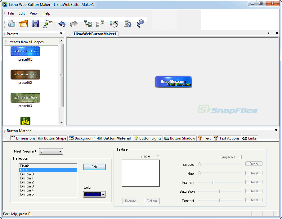 screenshot of Likno Web Button Maker