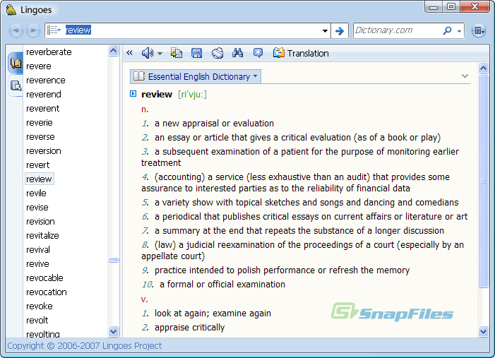 screenshot of Lingoes Translator