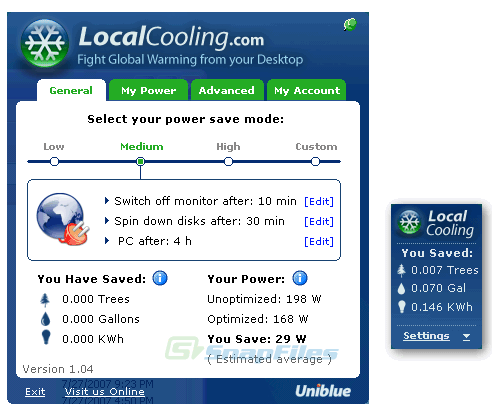 screen capture of LocalCooling