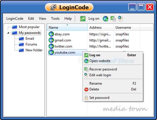 screen capture of LoginCode