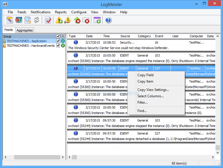 screen capture of LogMeister