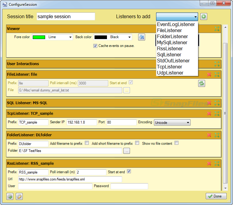screenshot of logview4net