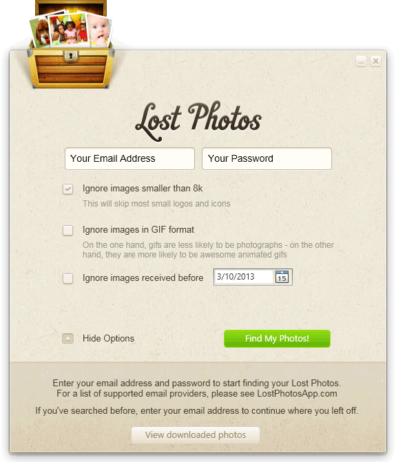 screen capture of Lost Photos