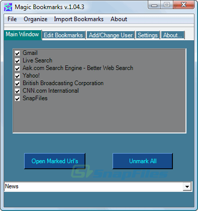 screenshot of Magic Bookmarks