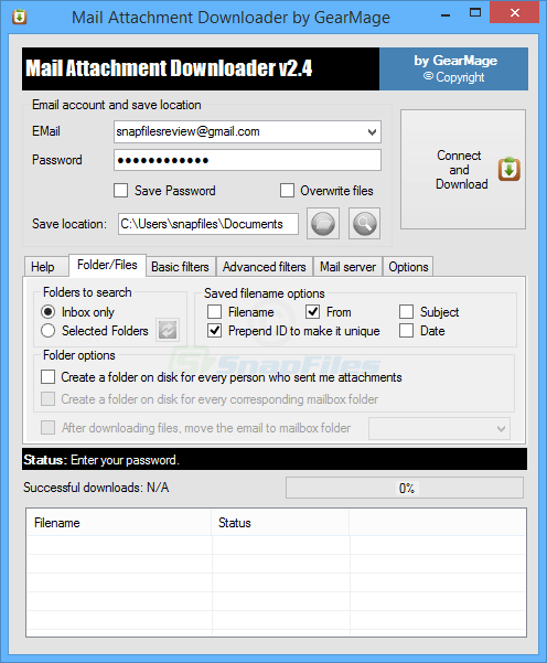 screen capture of Mail Attachment Downloader