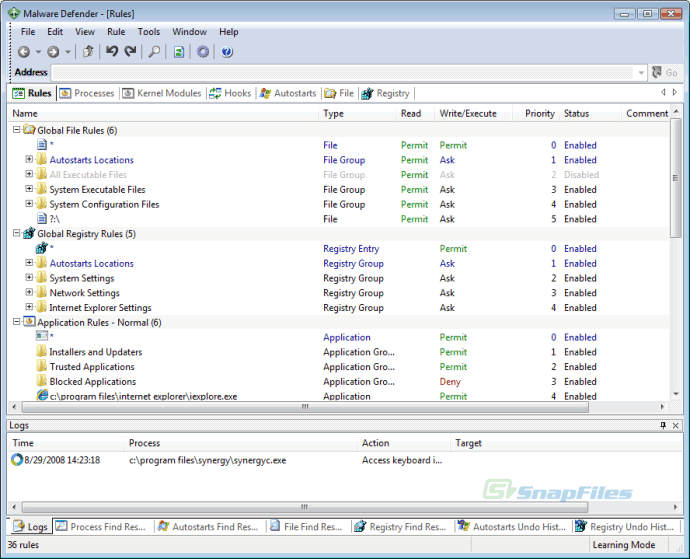 screen capture of Malware Defender