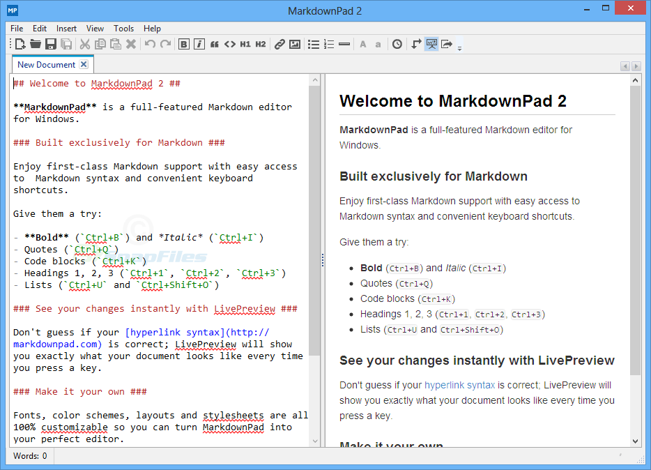 screen capture of MarkdownPad