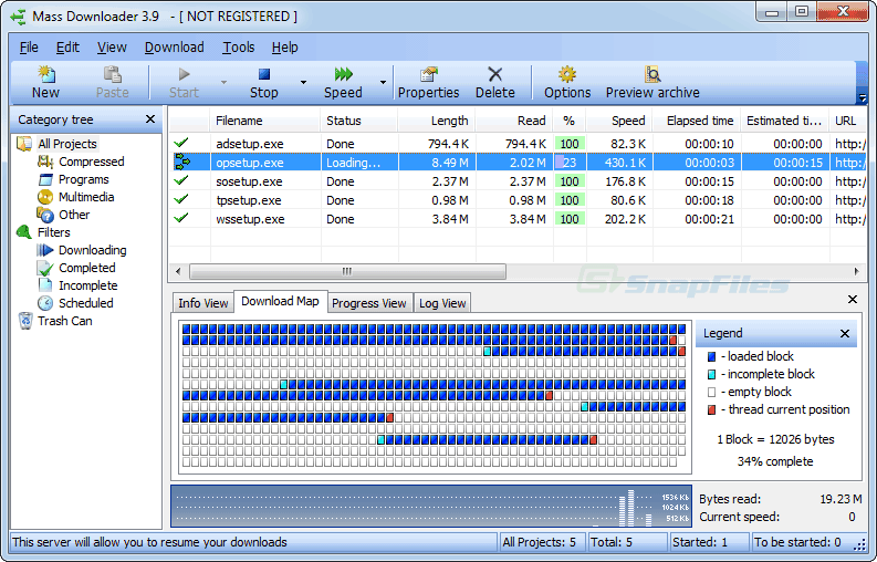 screen capture of Mass Downloader