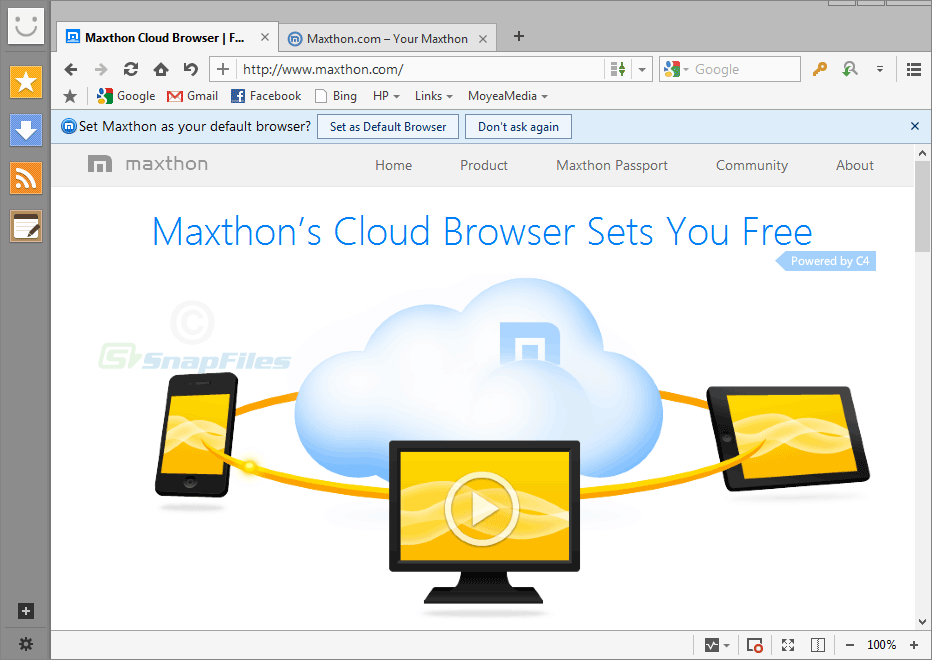 screen capture of Maxthon