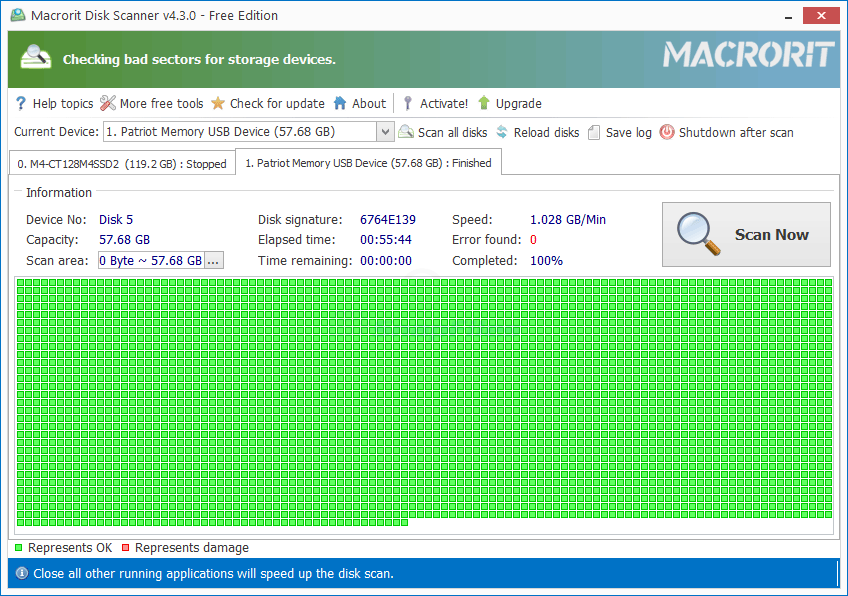 screen capture of Macrorit Disk Scanner Free
