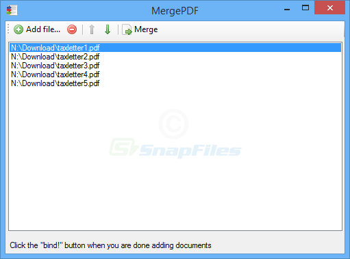 screen capture of MergePDF