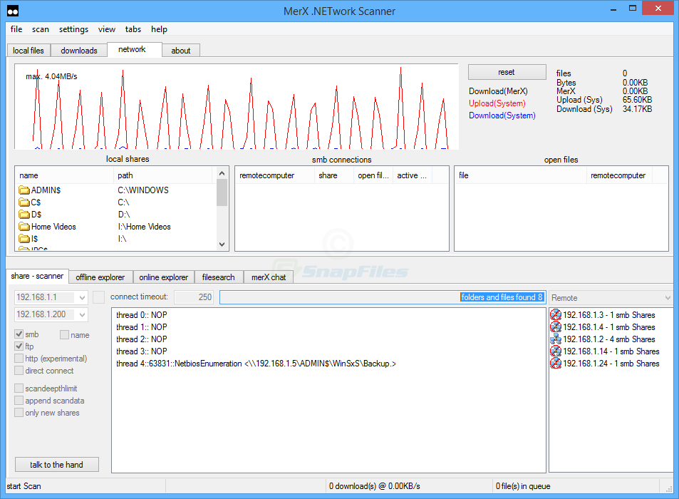 screen capture of MerX .Network Scanner