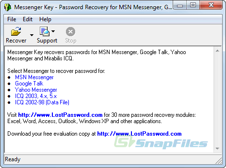 screen capture of Messenger Key