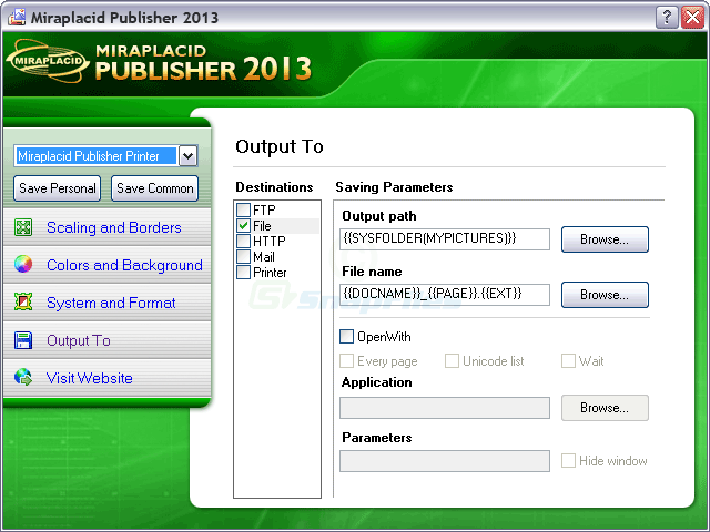 screenshot of Miraplacid Publisher