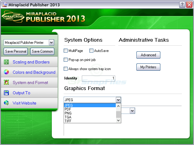 screenshot of Miraplacid Publisher