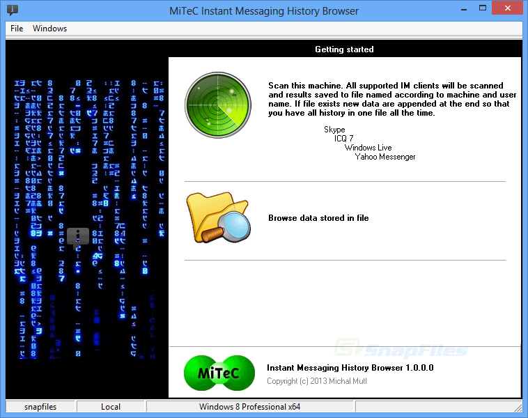 screenshot of MiTeC IM History Browser