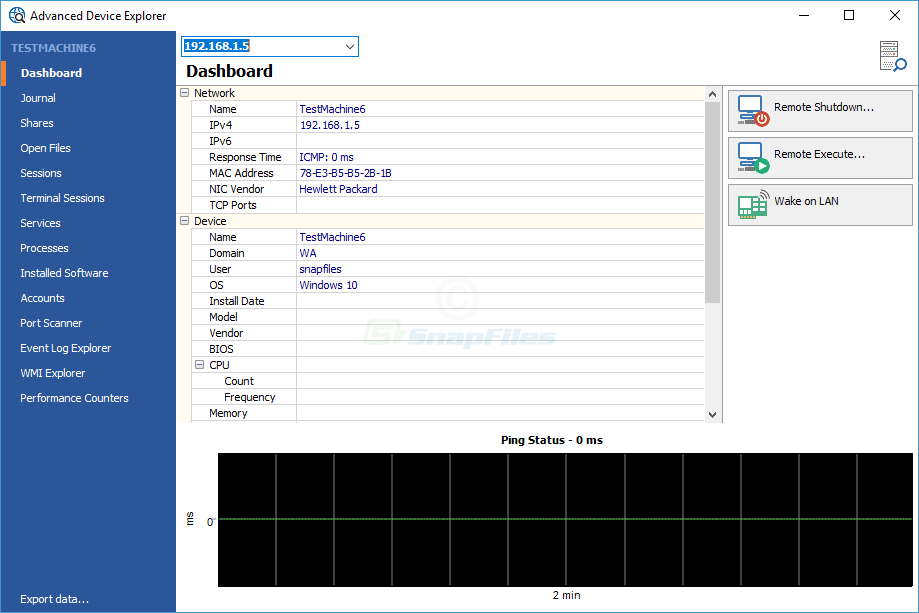 screenshot of MiTec Network Scanner