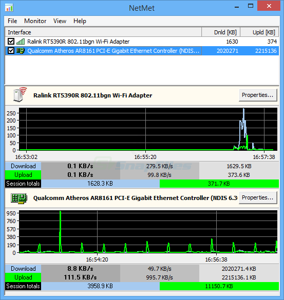 screen capture of MiTeC Network Meter