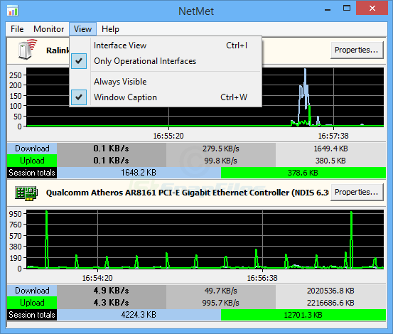 screenshot of MiTeC Network Meter