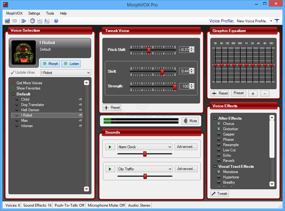 screen capture of MorphVOX Pro Voice Changer
