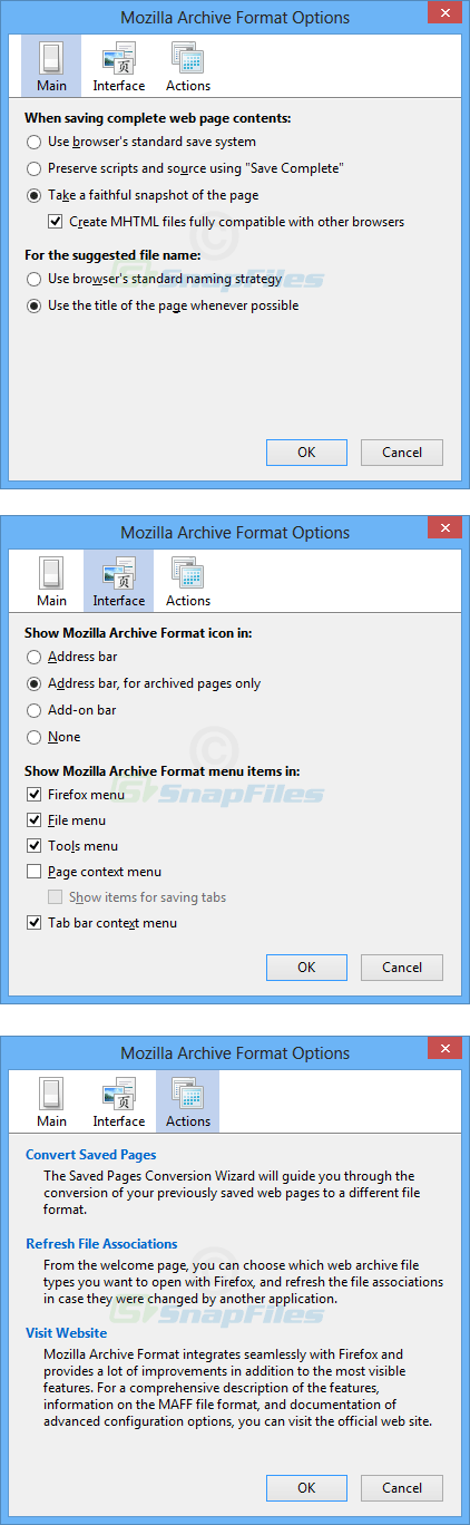 screenshot of Mozilla Archive Format