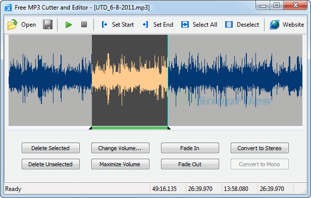screen capture of Free MP3 Cutter and Editor