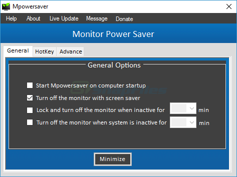 screen capture of MpowerSaver