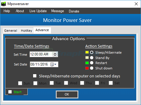 screenshot of MpowerSaver