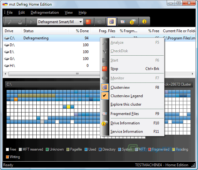 screenshot of mst Defrag (Home Edition)