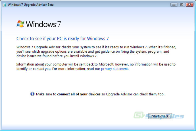 screen capture of Windows 7 Upgrade Advisor
