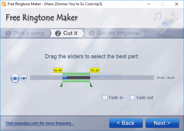 screenshot of MuseTips Free MP3 Ringtone Maker
