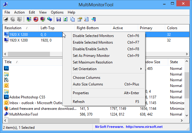 screen capture of MultiMonitorTool