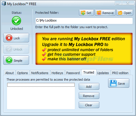 screen capture of My Lockbox Free