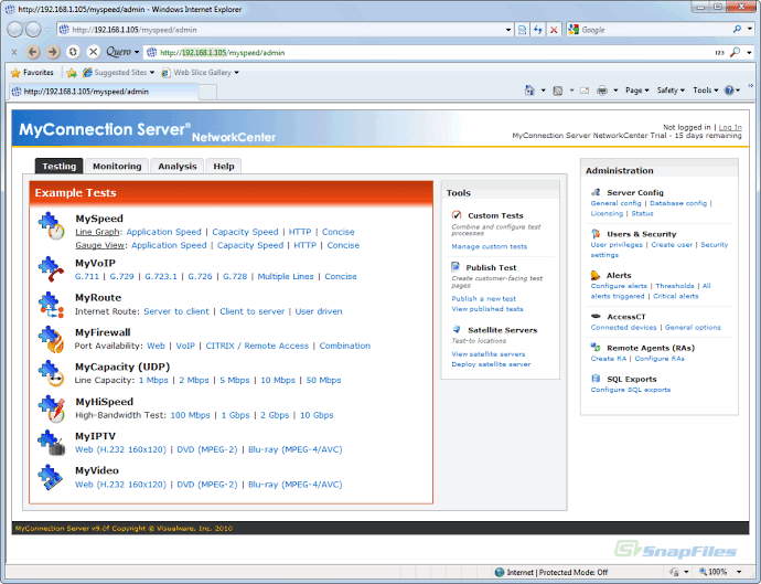 screen capture of MyConnection Server