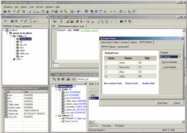 screen capture of EMS SQL Manager for MySQL