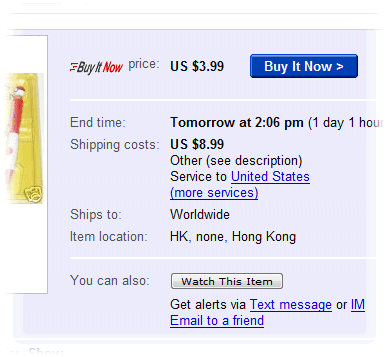 screenshot of myTimeZone for eBay