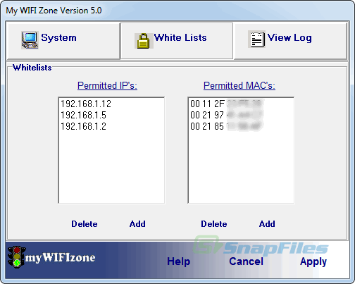 screenshot of myWIFIzone