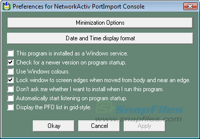 screenshot of NetworkActiv PortImport